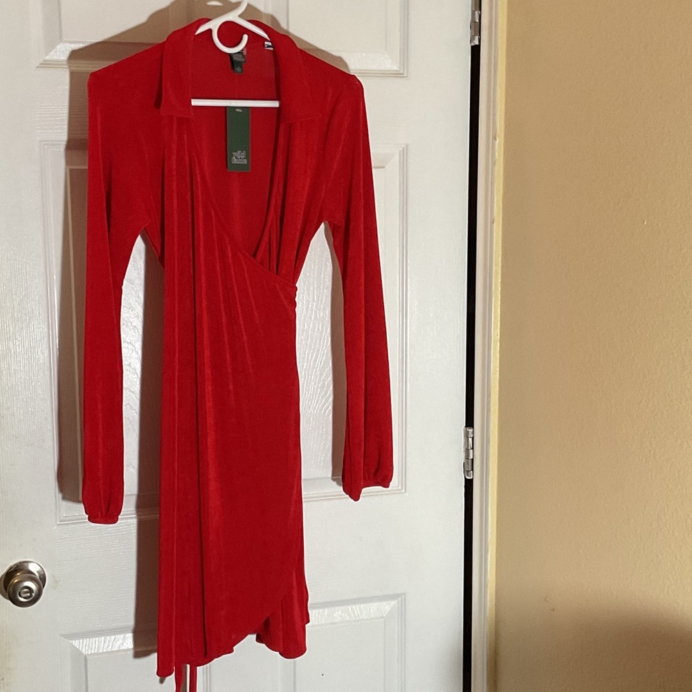Wild Fable Vibrant Red Long Sleeve Dress